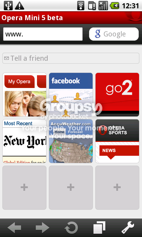 Opera Mini 5 Beta for Android Opera Mini 5 Beta Android WVGA touc Absolute Best Free Android Browsers: Opera 5 Mini Beta, Dolphin and xScope